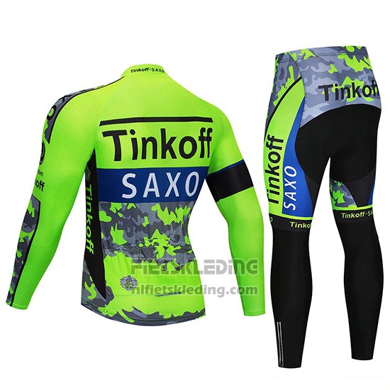 2020 Fietskleding Tinkoff Saxo Bank Groen Camouflage Lange Mouwen en Koersbroek